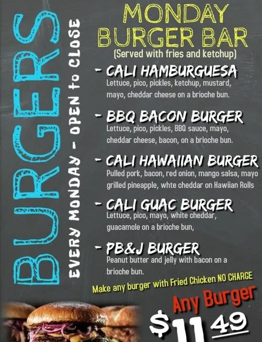 Music and Burger Monday at Cali Costa